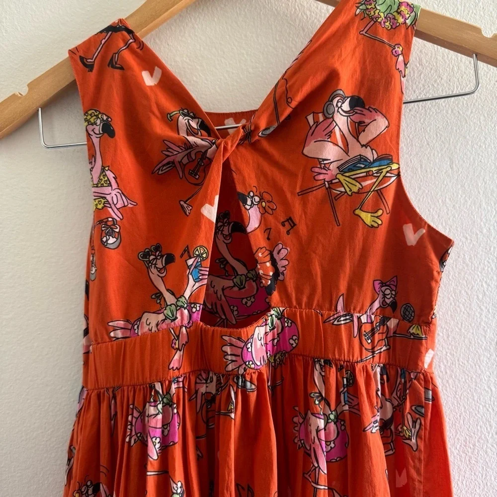Stella McCartney Orange Flamingo Heart Tiered Dress in size 8 YR Girls